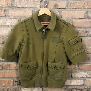 Free People olive Aviator Crop Short Sleeve Coat